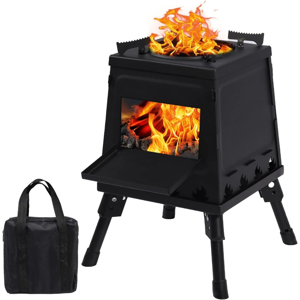 

Highsound Camping Wood Stove, Portable Wood Burning Stove, Backpacking Folding Camp Tent Heat Mini Outdoor Stove With Carrying Bag, For Cooking Heating Picnic Hiking Bbq Travel Rv, Small Size