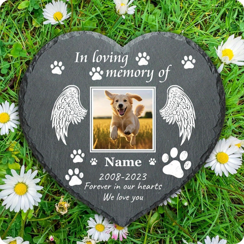 

Personalized Pet Memorial Stone - Custom Engraved Dog Or Cat Tribute With Name & Date, Versatile Indoor/outdoor Garden Decor