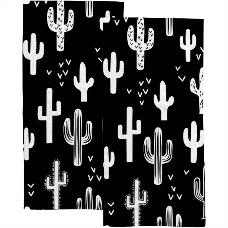 

Set Of 2 Super Soft Contemporary Polyester Blend Dish Towels – 18x26 Inches Woven Kitchen Towels With Fun Western Cactus Theme, Fantasy Style – Machine Washable Oblong Dish Cloths