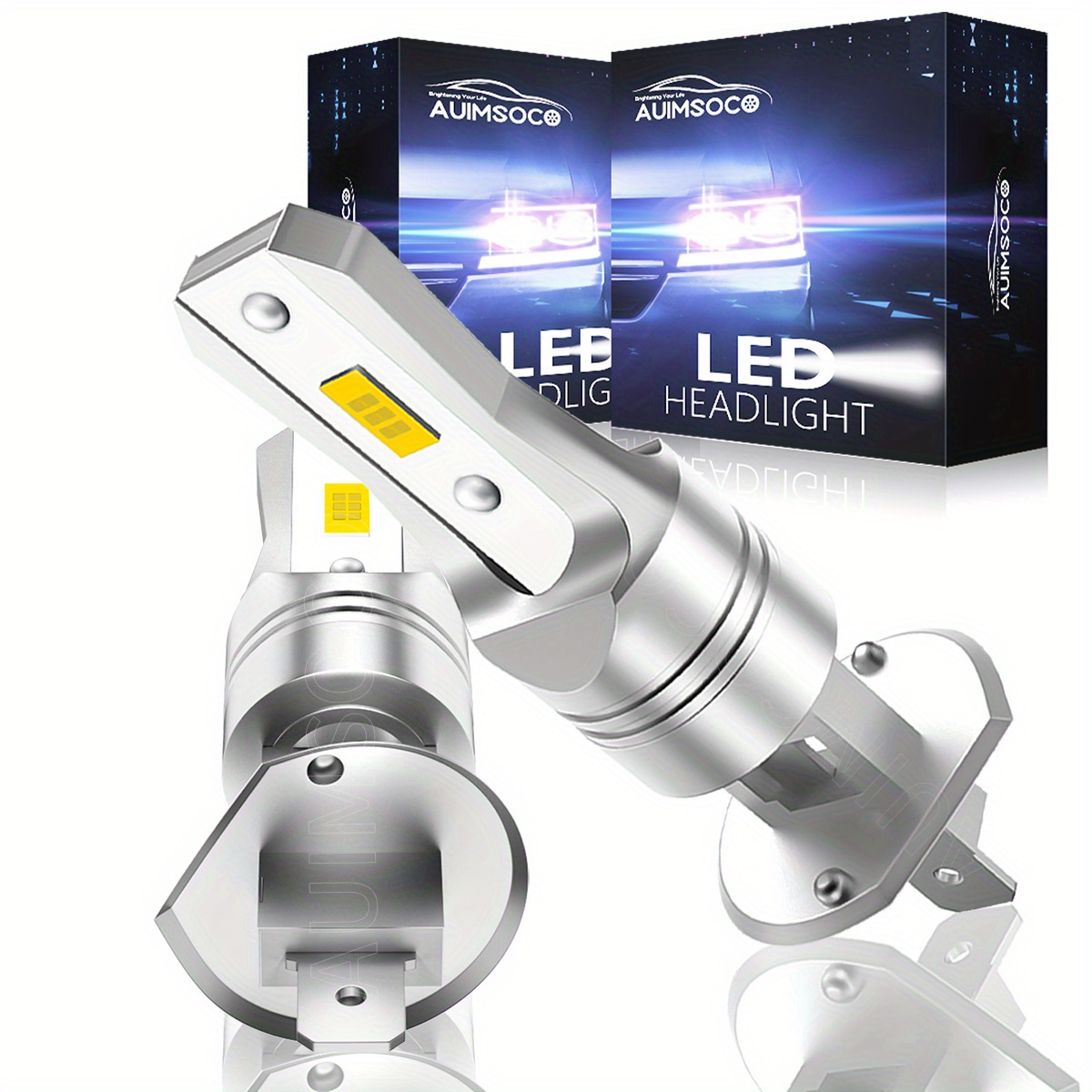 

2 Pcs H1 Led Headlight Bulb, No Adapter Required, 6500k White, Non-polarity, Fanless H1ll Led Head Lights, Plug And Play