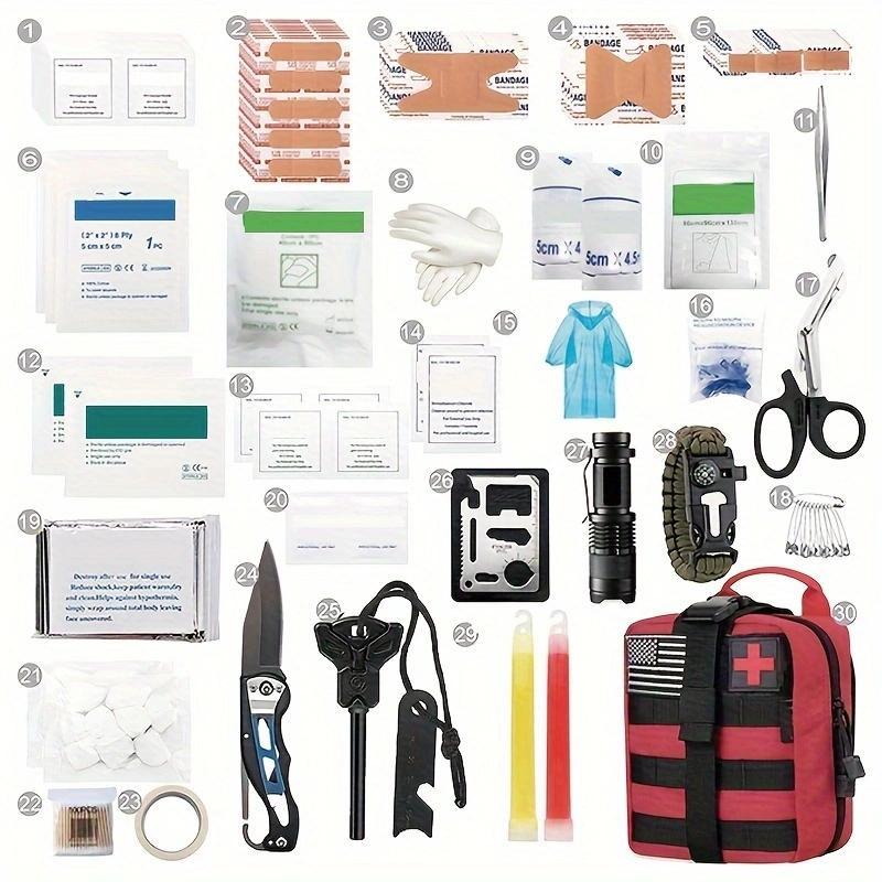 250 Pieces Portable Aid Kit Multipurpose Tool Box Emergency Survival Kit,  Outdoor Camping Repair Kits, Pouch Survival Kit Outdoor Gear