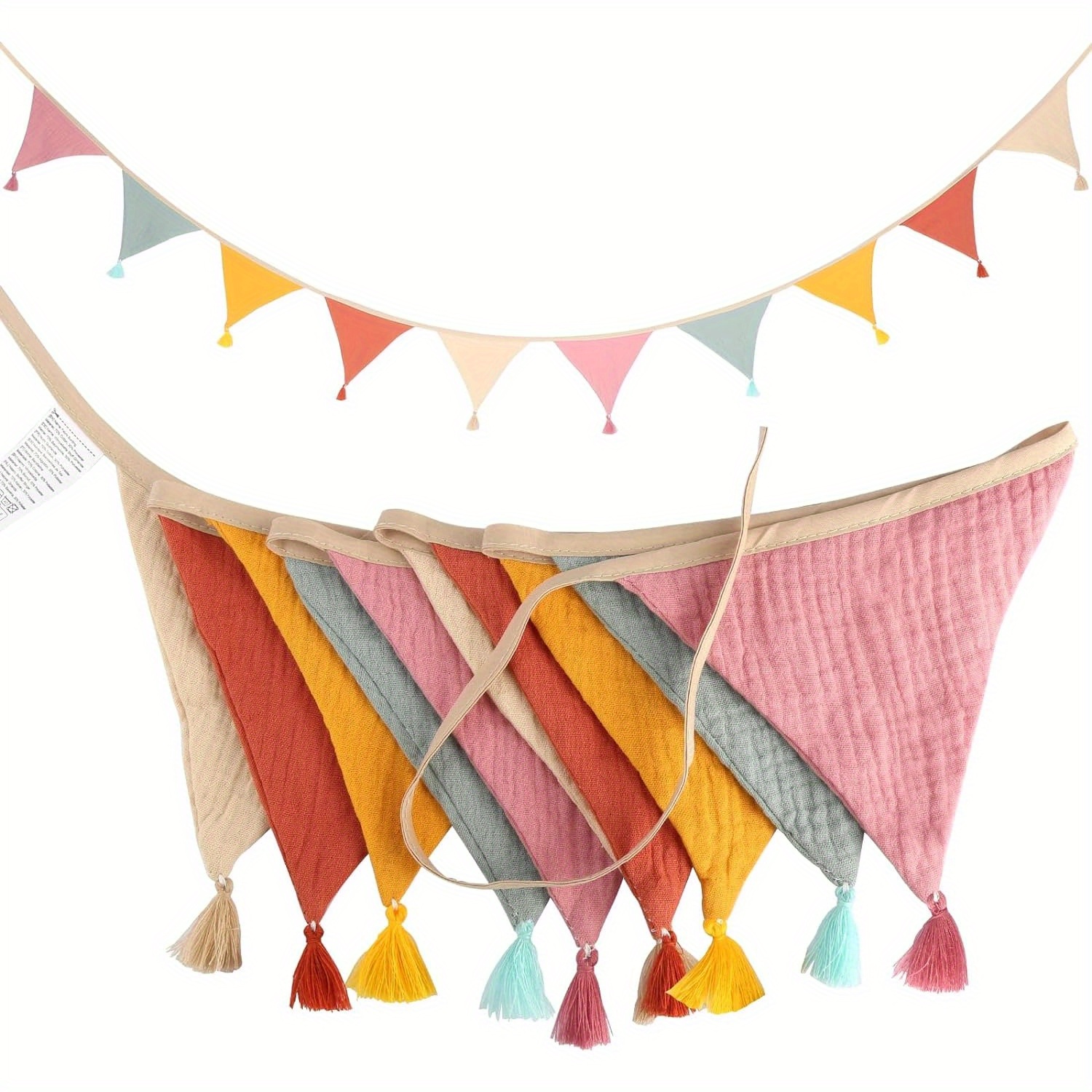 

2.6m Flags, Room Decoration Pennant For Nursery Decor Boho Wedding Birthday Shower (coloured Banner)