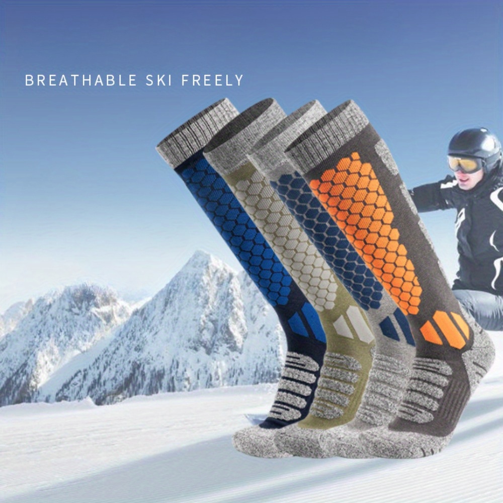 

1pair Ski Socks- Insulated Moisture, Wicking, , A Good Option For Trekking, Camping, Cycling, Skiing & Mountaineering , Under Cold , Good With Shoe Shape Warm Paste.thermal Ultra-warm