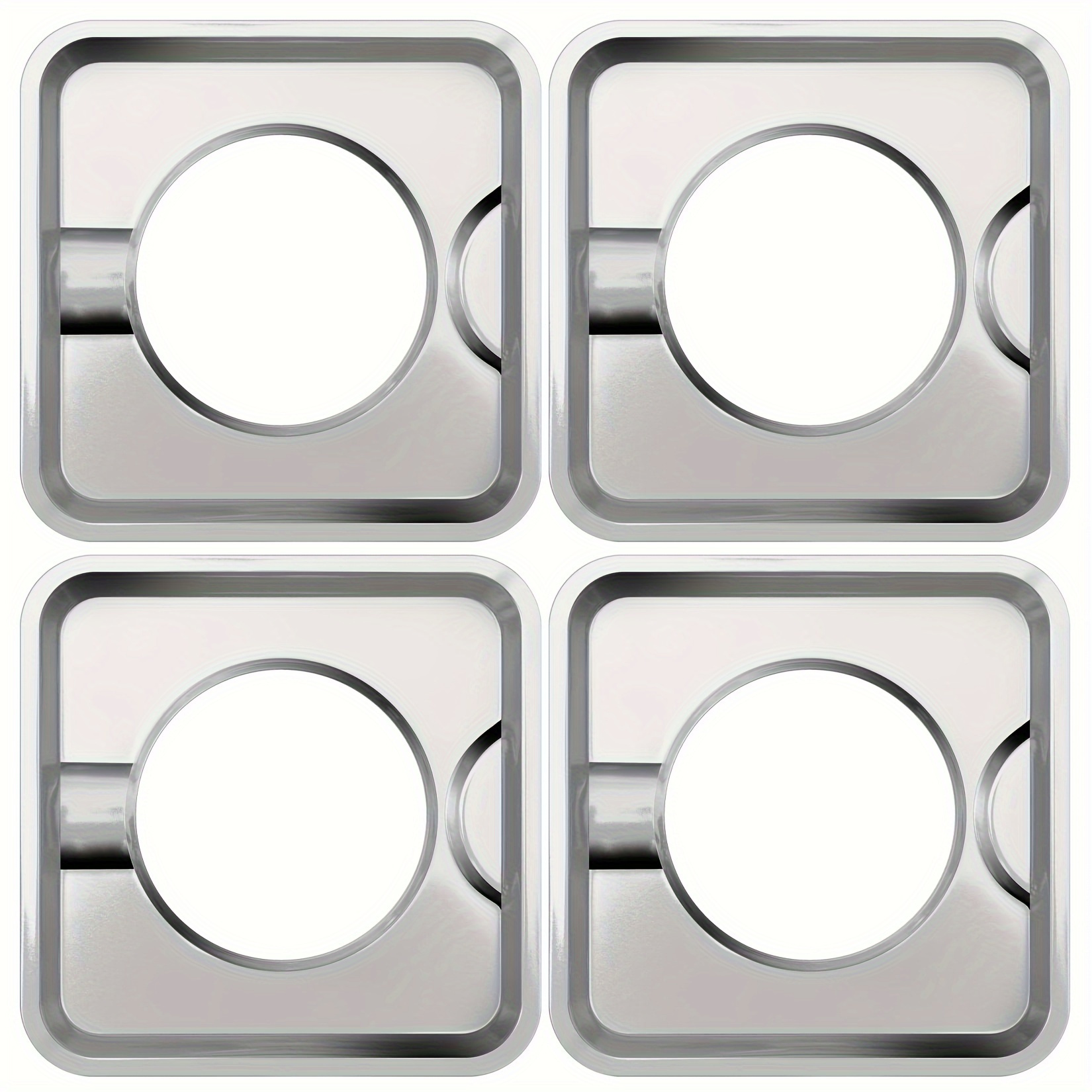 TEMU 4pcs Premium Metal Square Gas Range Drip Pans - Compatible With Sgp-400, 786333, Ap6011553, Ps11744751, Wp786333 - Essential Kitchen Accessory