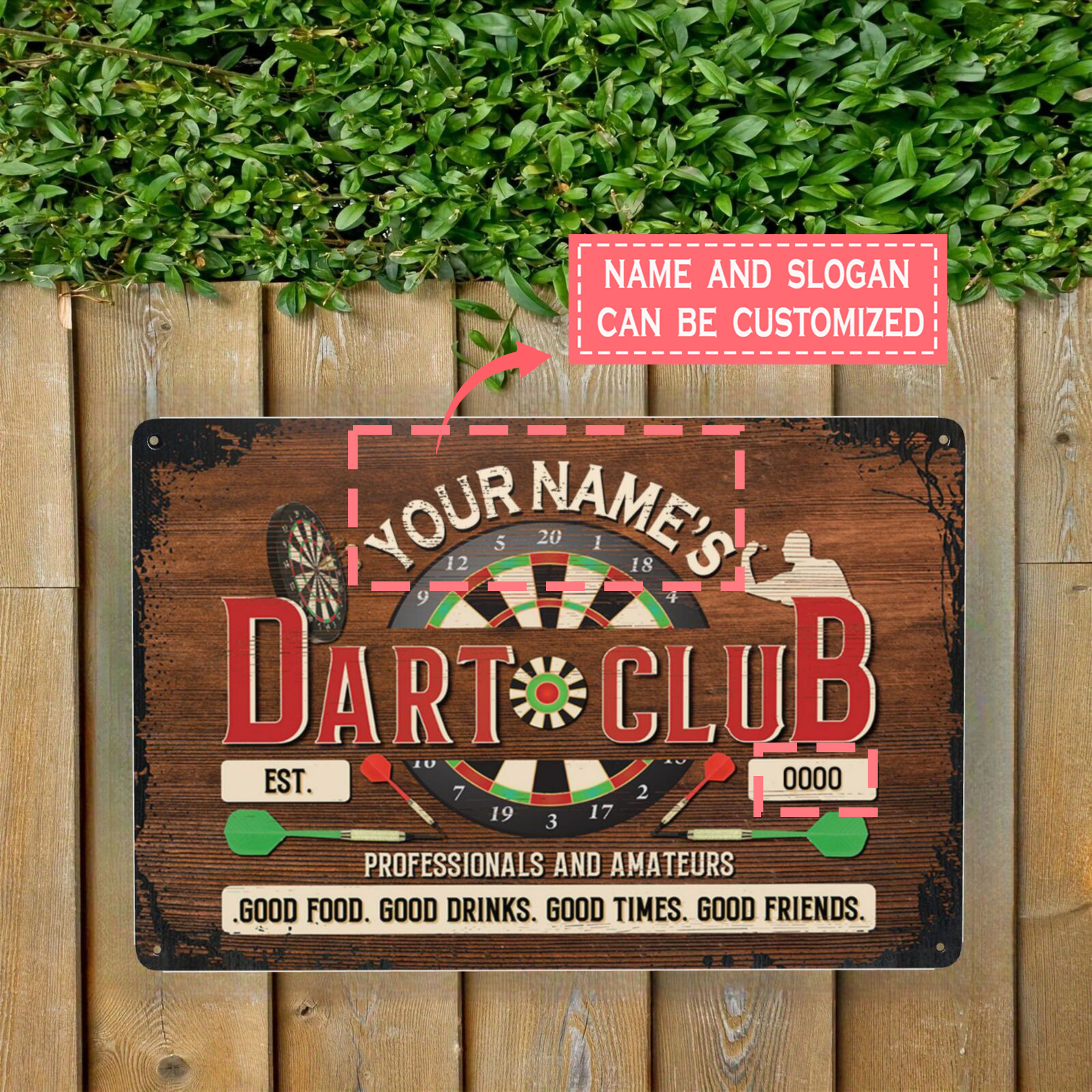 

Custom Name Or Text Metal Sign - Personalized Darts Club Decor, 8x12" Professional Metal Plaque For Good Times & Friends