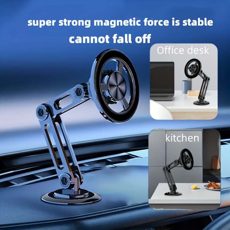 

Magnetic Car Phone Holder - Rotatable Alloy Steel Mount For All Smartphones, Oval-shaped Dashboard Stand