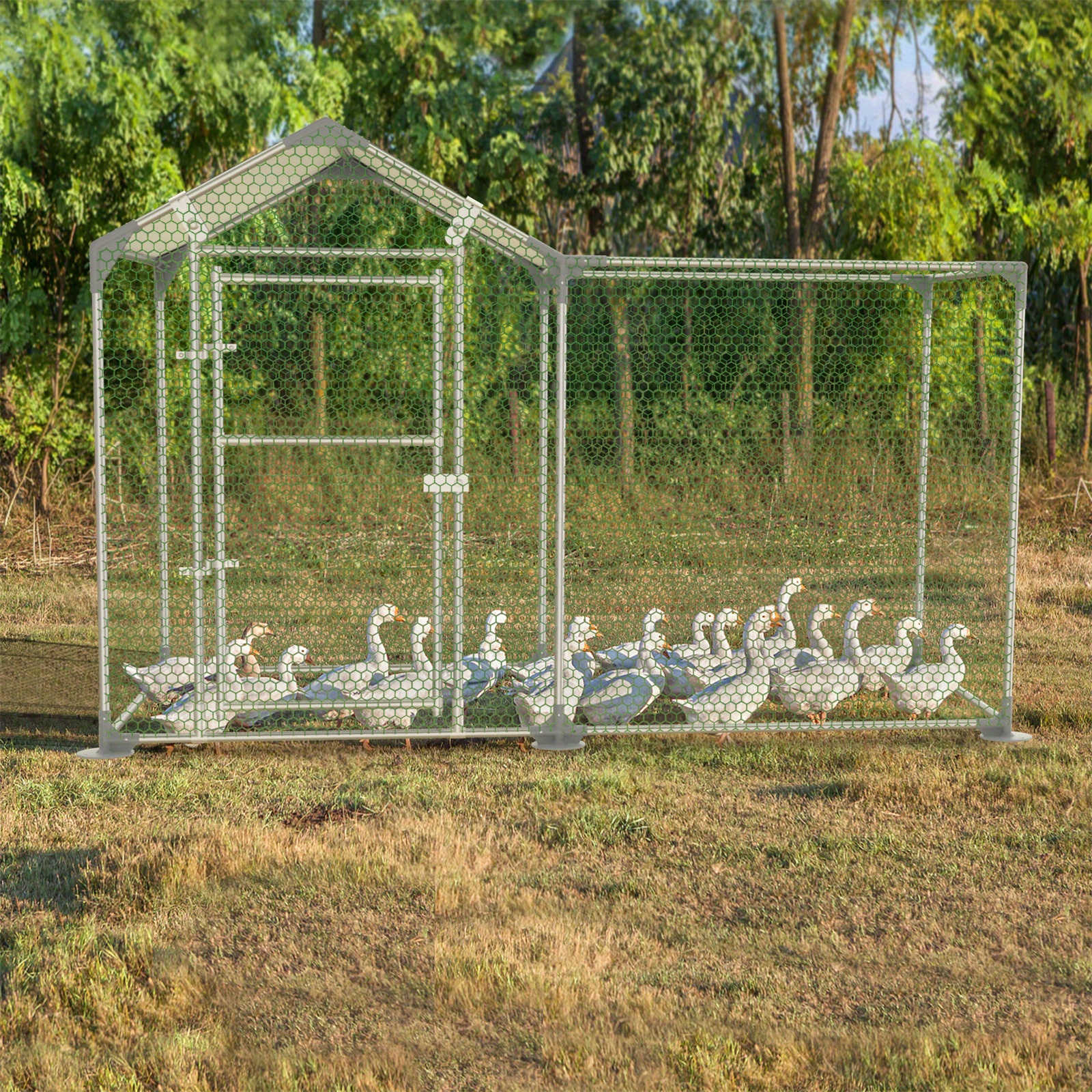 

Chicken Coop Outdoor Run Chickens With Lock, Chicken House Galvanised With Pe Sun Protection Roof Small Animal Hutch Chicken Enclosure For Chicken Cage, Poultry House, Bird