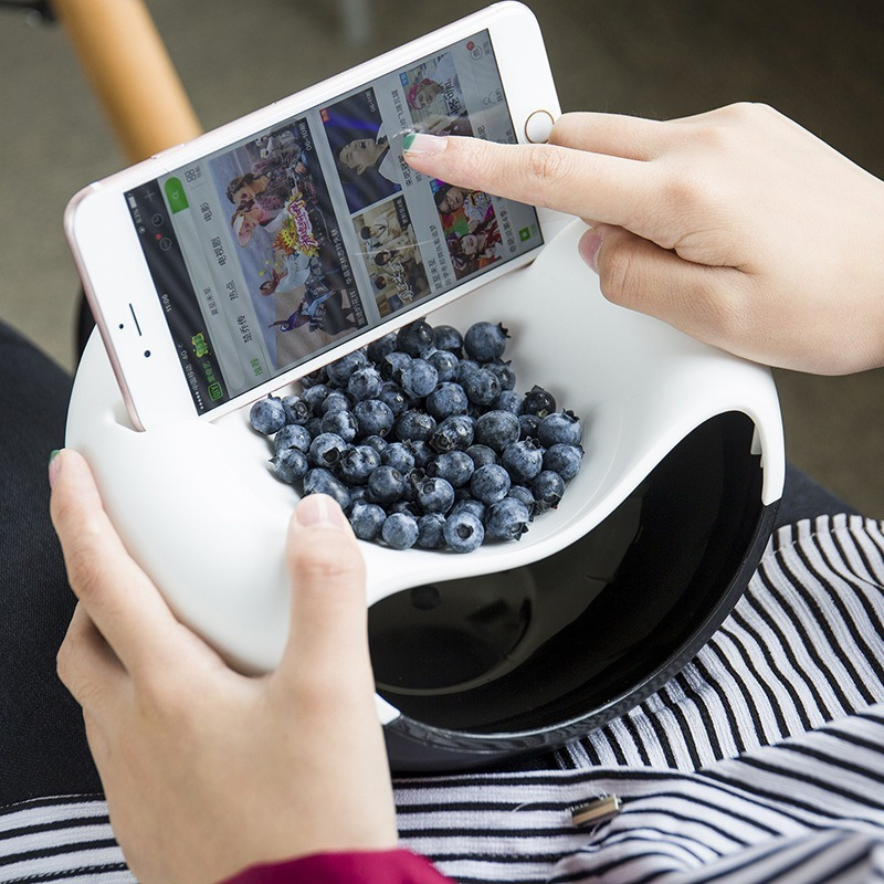 

Multi-purpose Snack Tray With Phone Stand - Durable Plastic, Ideal For Nuts & Fruits Storage