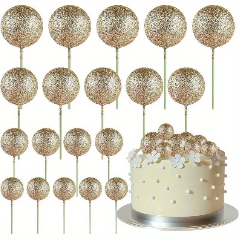 Image of 20 Pcs 3/2.5/2cm Cake Topper Decorations Mini Cake Topper Sticks Balls Cake Picks Cake