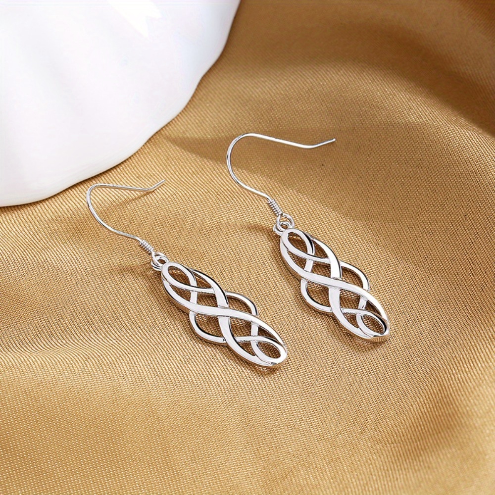 

925 Silver Plated Dainty Knotted Dangle Earrings For Women - Parties And Holidays