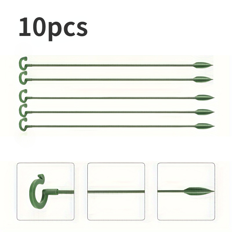 TEMU 10pcs Garden Support Stakes - Durable Plastic/fiberglass Plant & Flower Protectors For Orchid And , Essential Lawn Care Tools