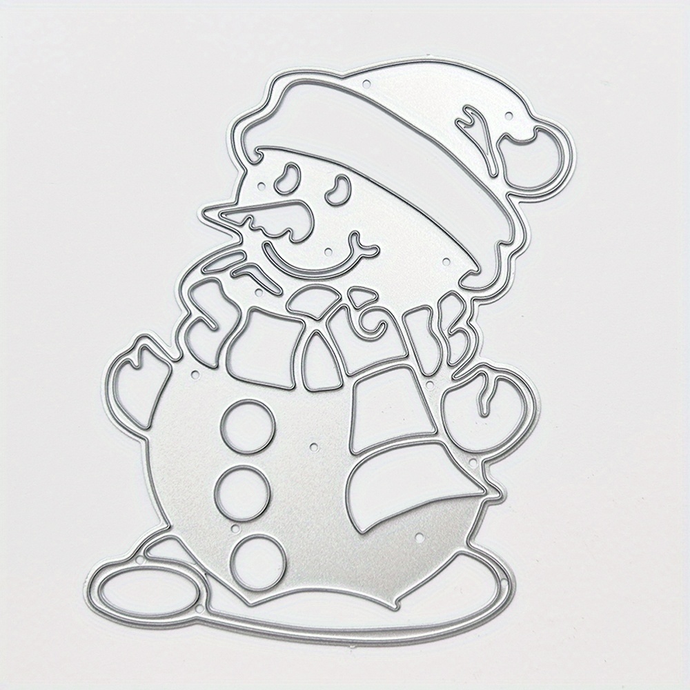 Image of 1pc Snowman Christmas Metal Die Cuts, Adorable Snowman Stencils For Crafts, Card Cutting Dies For Embossing, Photo Decoration, And Scrapbooking