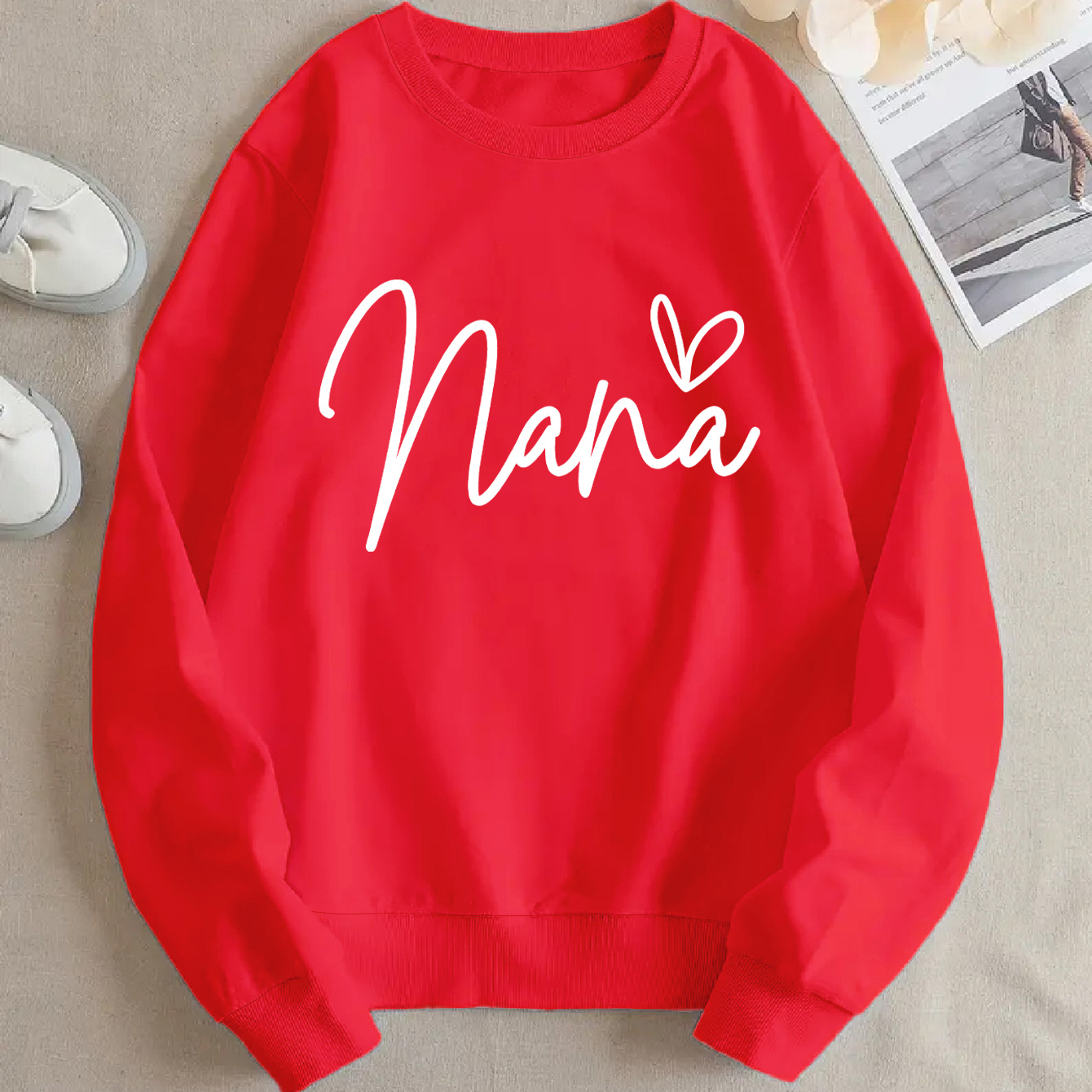 

Cozy Letter Print Sweatshirt - Casual Crew Neck Pullover For Women, Fall & Spring, Machine Washable