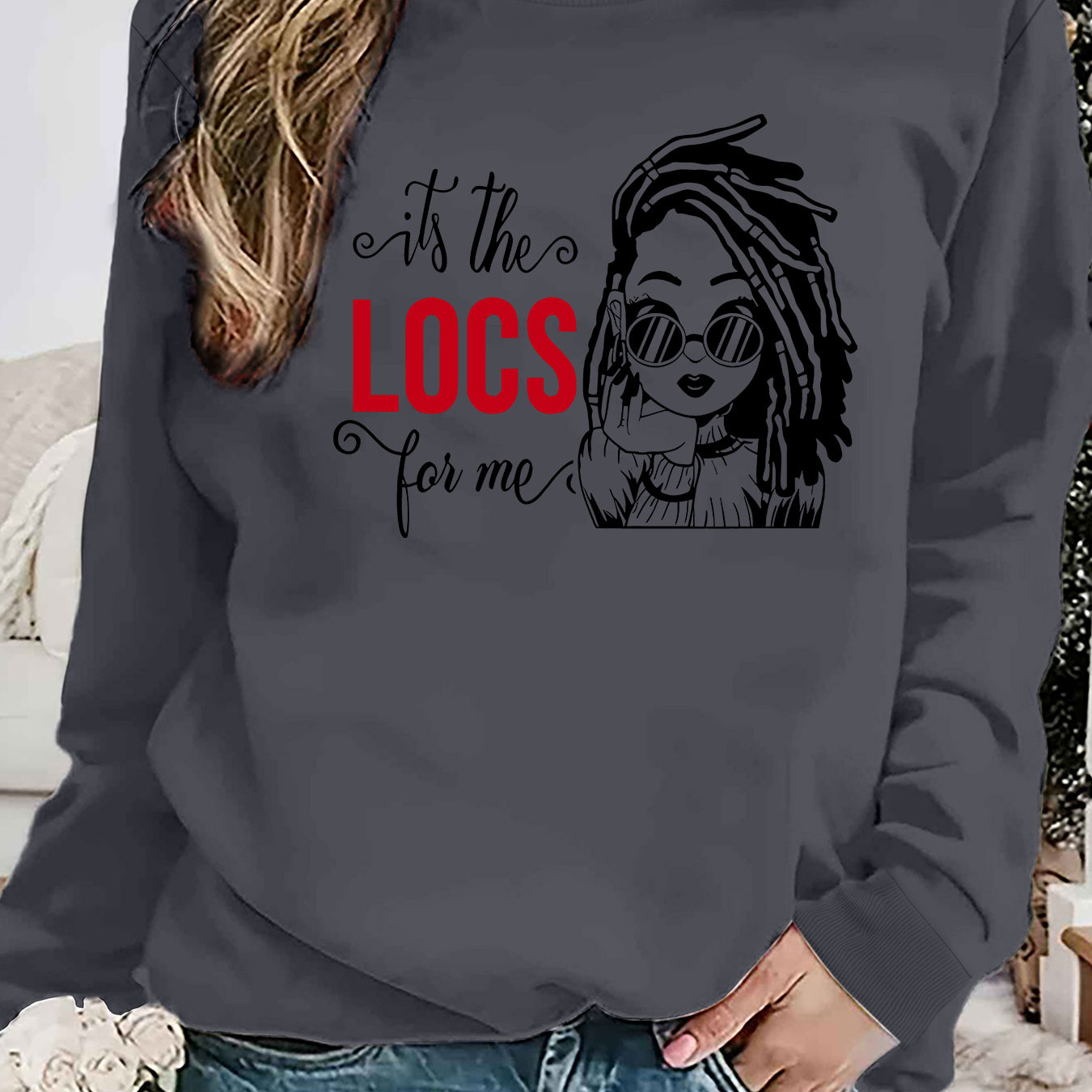 

Women's Casual Crew Neck Sweatshirt With Super Print, 100% Polyester Knit Fabric, Fall/, 250gsm - Cozy & Stylish