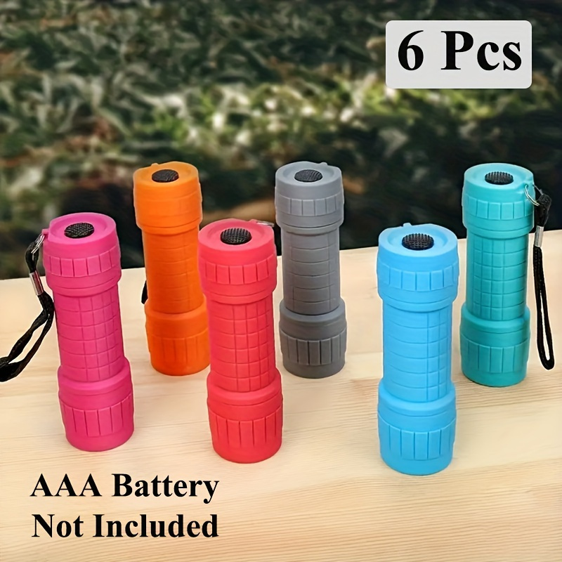 

6-pack Mini Led Flashlights - 9-led High- Spotlights, Portable Plastic Handheld Torches With , Semi Flush Mount Push Button Control - No