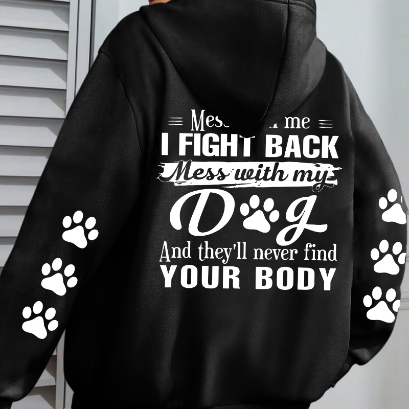 

Plus Size Dog Print Hooded Sweatshirt, Casual Drawstring Long Sleeve Kangaroo Pocket Hoodie For Fall & Winter, Women's Plus Size Clothing