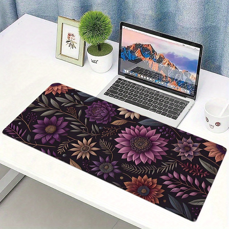 

Flower Mouse Pad Purple Floral Desk Mat Cute Large Mousepad 35.4x15.7 Inches Office Keyboard Pad Non-slip Rubber Base For Office Home Christmas Gifts For Girl Women