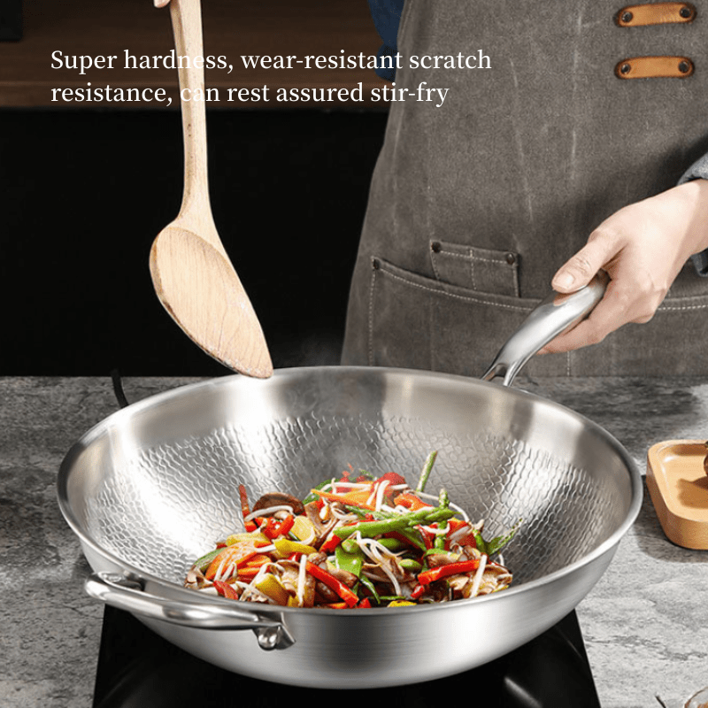 1pc titanium coated multi ply wok   surface universal   with gas induction electric stovetops details 2