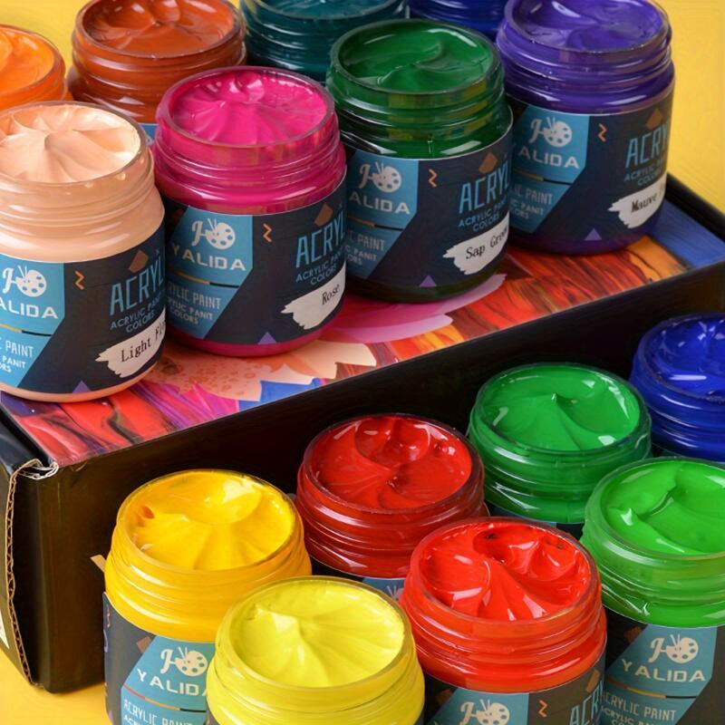 

12/18/24 Color Acrylic Paint Set - Vibrant, Non-toxic & Fadeless - Ideal For Adults & Artists - Rich Pigments For Canvas, Wood Crafts & More 50ml Bottle