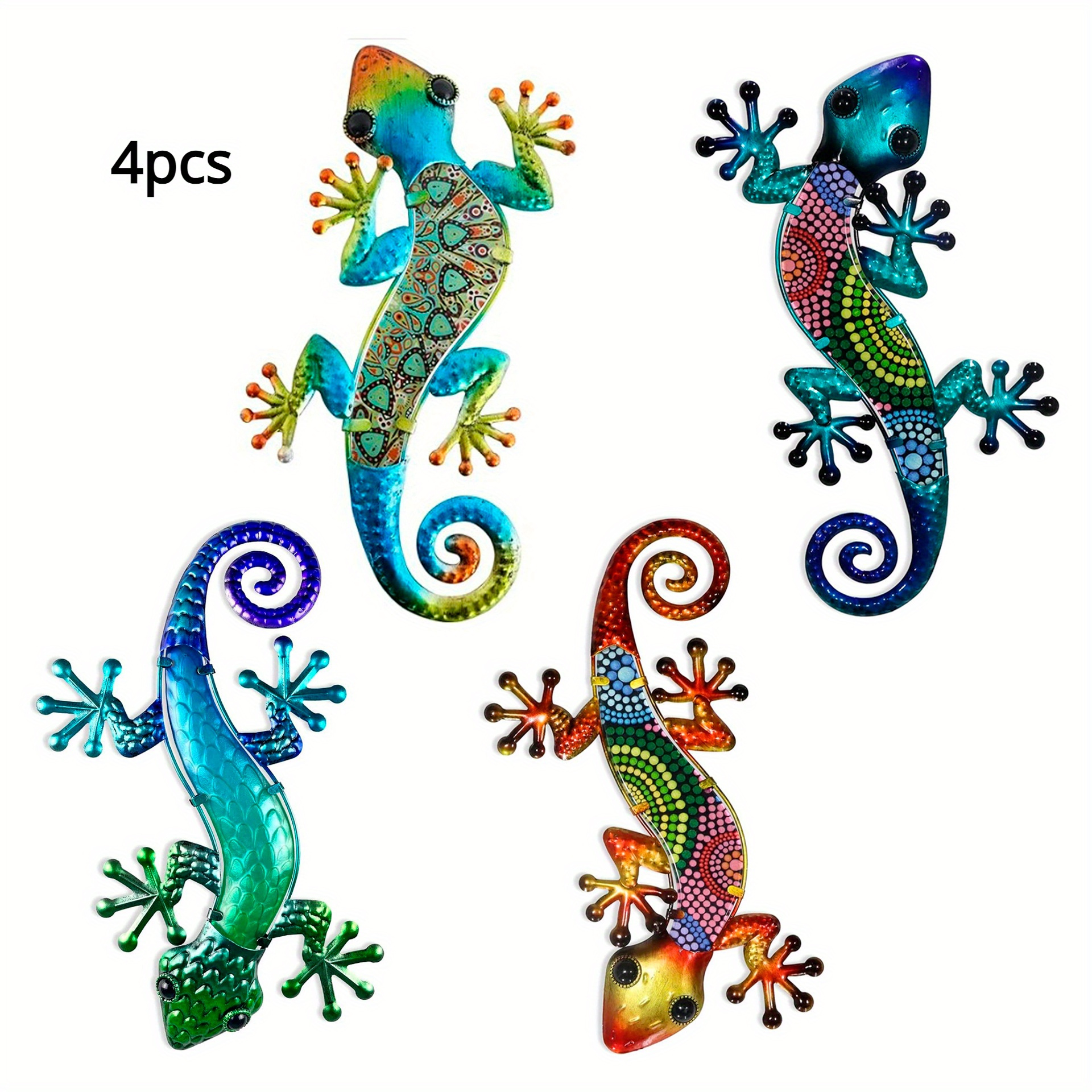 

4pcs Acrylic Geckos, Garden Fence Decorations, Outdoor Decorations, Hanging Garden Fence Decorations