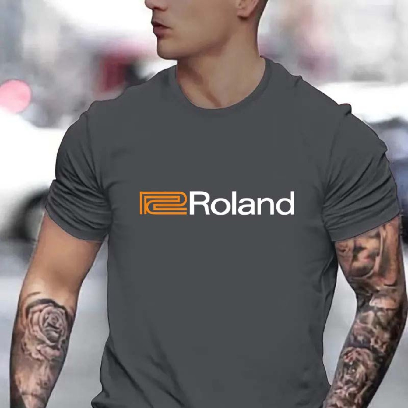 

Men's Casual Summer T-shirt - 100% Polyester Knit, Regular Fit Crew Neck Tee With Geometric Applique Pattern, Slight Stretch Fabric, Comfortable Short Sleeve Top For Adults