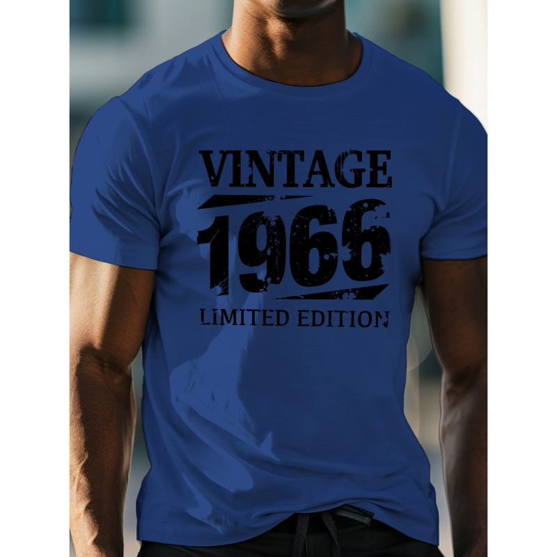 

Vintage 1966 Men's T-shirt - Casual Crew Neck, Short Sleeve, Lightweight & Comfy For Summer