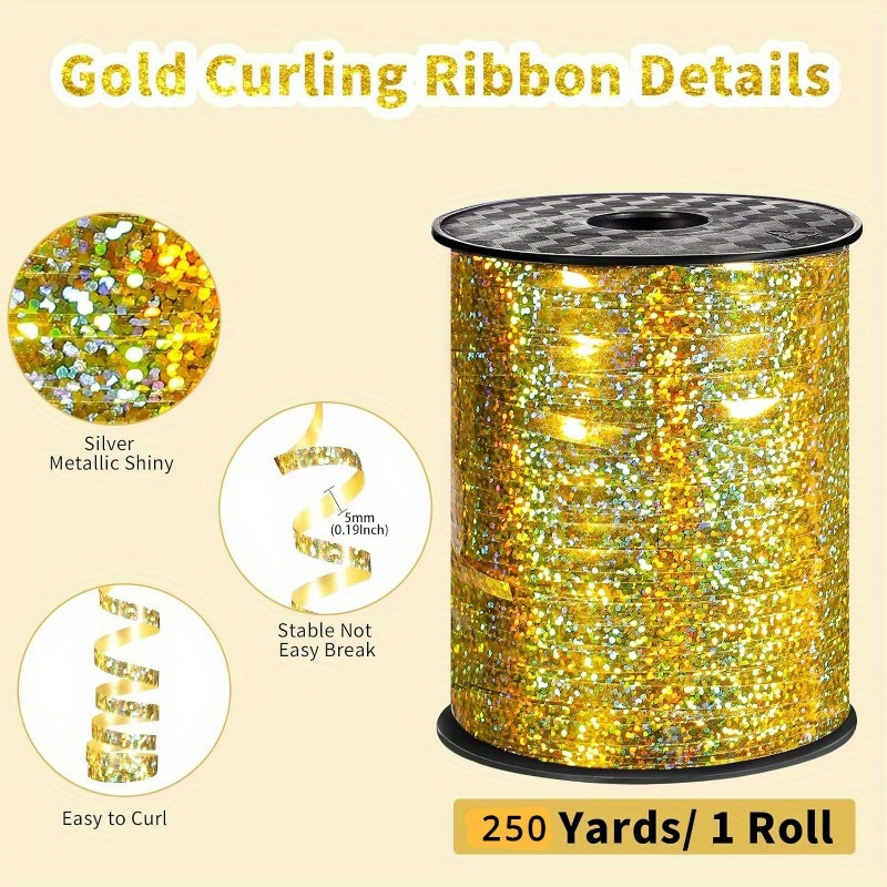 

Waterproof Golden Curling Ribbon - Metallic Balloon Cord For Gift Wrapping, Crafts, Wedding & Birthday Decorations