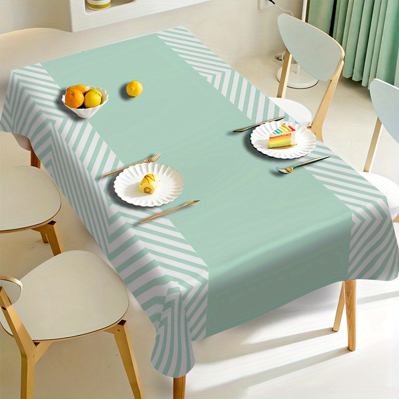 

Housse de table en polyester imperméable avec motif rayé, tissée à la machine, résistante aux huiles et à la chaleur, couverture de table à manger et de café rectangulaire