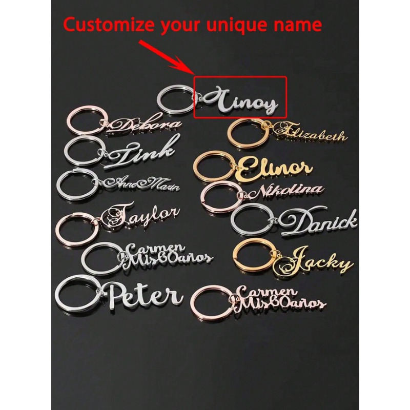 

Personalized Name Keychain, Steel Letter Keyring, Engraved Monogram Key , , Oblong , Key & , For Day, Father's Day, 's Day