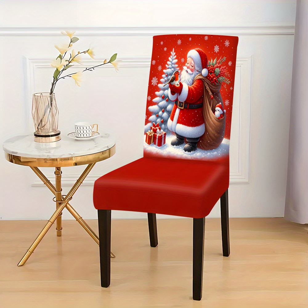 

2/4/6pcs Christmas Themed Chair Covers, Modern Fashion Chair Back Cushion, All-season Polyester Chair Slipcovers For Kitchen & Living Room, Stain-resistant, Sewn Closure, Machine Washable