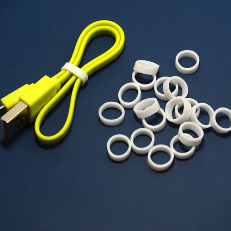 

50 Silicone Cable Ties - Rubber Ties For Usb, Power And Data Cables -