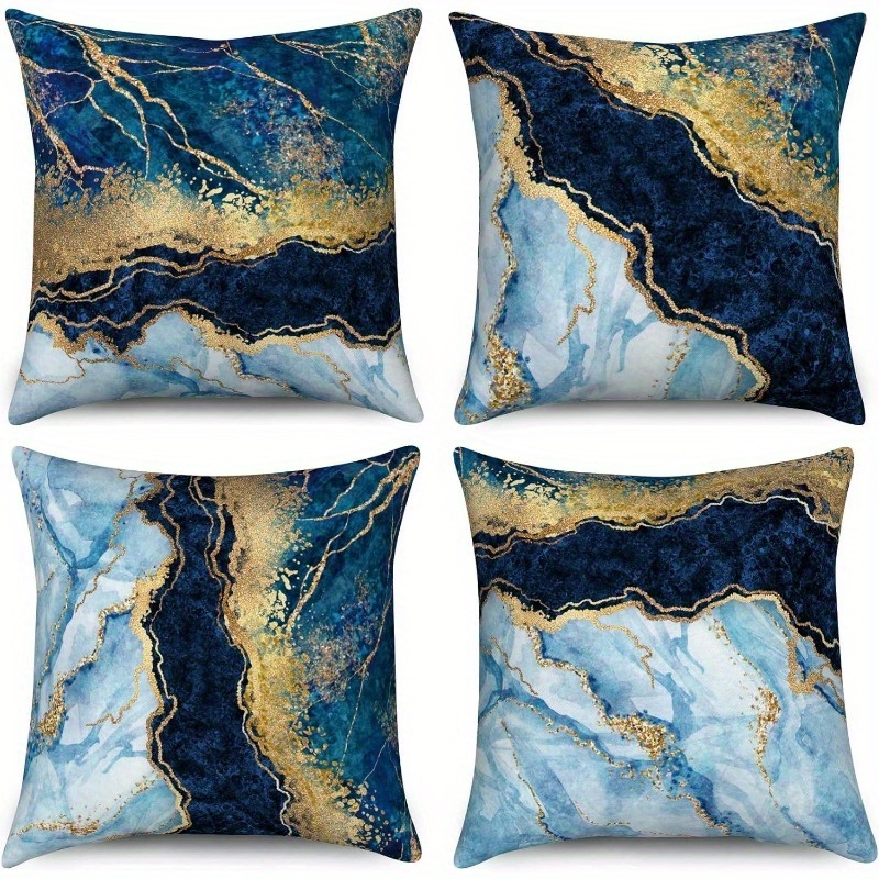 

4pcs Set, 18x18" & Decorative - For Sofa And Bed, Zippered Polyester Cushion , - For , , And