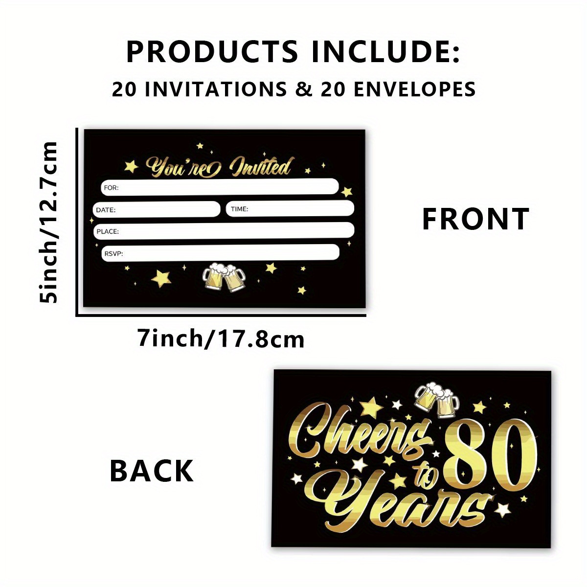 TEMU 20pcs, Party Invitations, Birthday Party Invitations, Birthday Party Invitations For Boys, Party Invitations Adult, Birthday Invitations Girl,