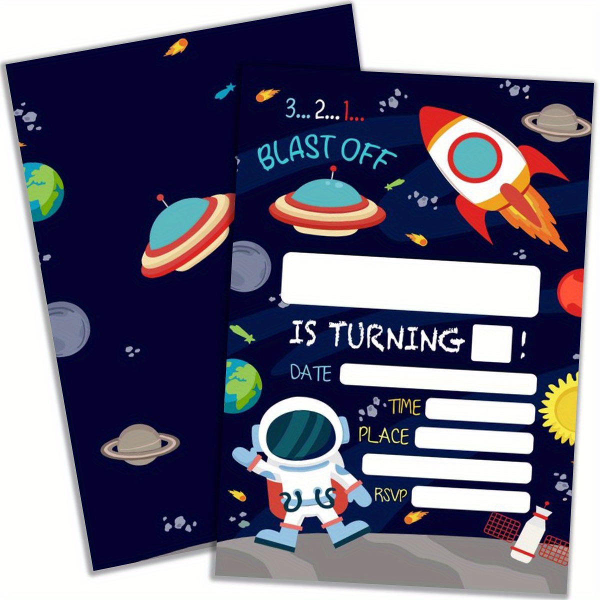 

20pcs Cartoon Space Themed Birthday Party Invitations With Envelopes, Unisex Kids & Adults, Paper, For Christmas, , Thanksgiving, General Use