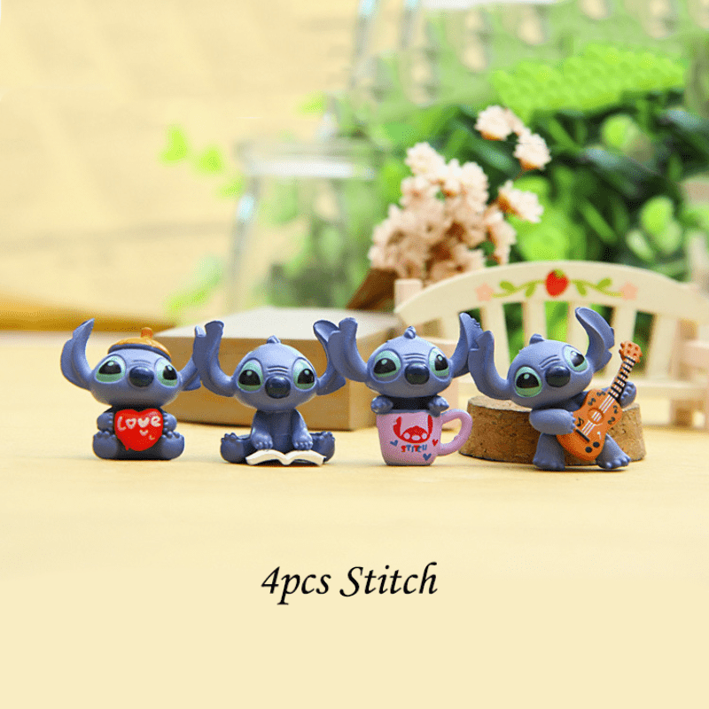 

4pcs Stitch Figurine Set - Versatile Cartoon Decor For Diy, Gardening & Desktop