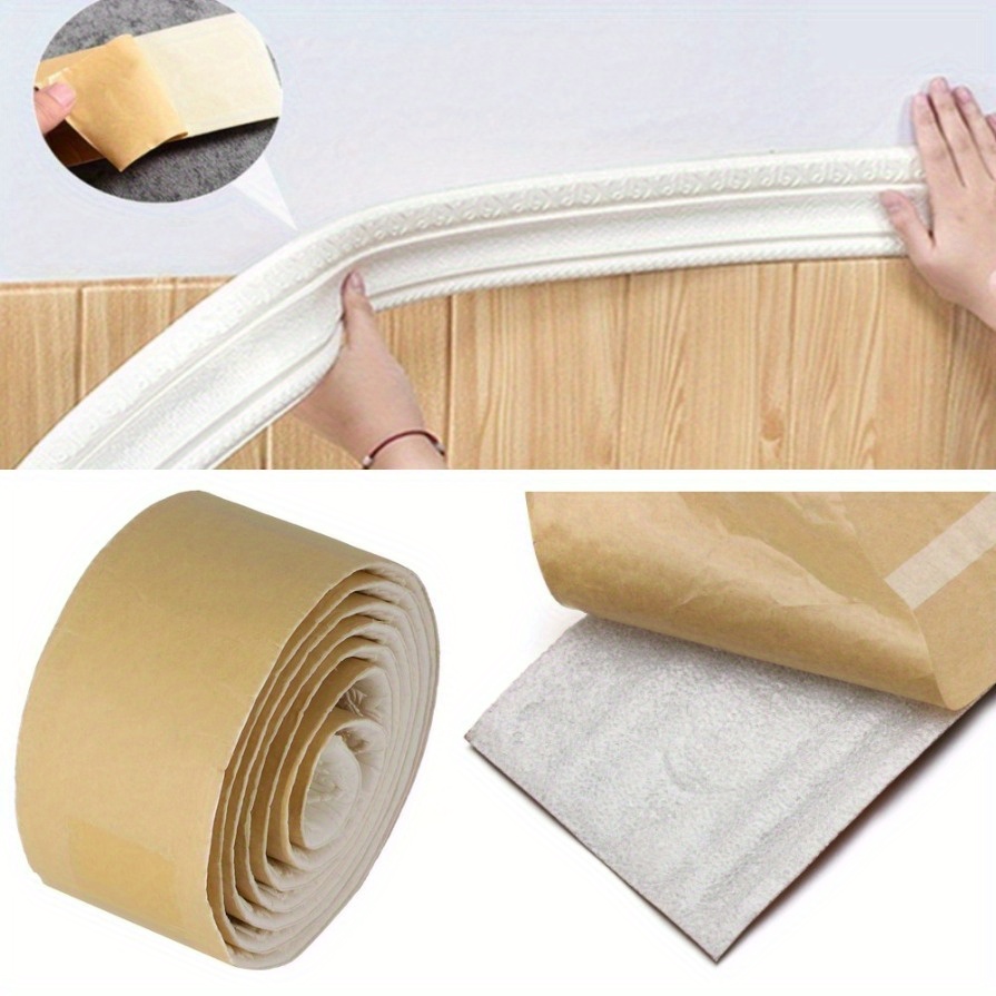 Cinta Decorativa Protectora Para Pared - Adhesiva, 2 Metros, Blanca (8 Cm Ancho X 5 Mm Grosor)