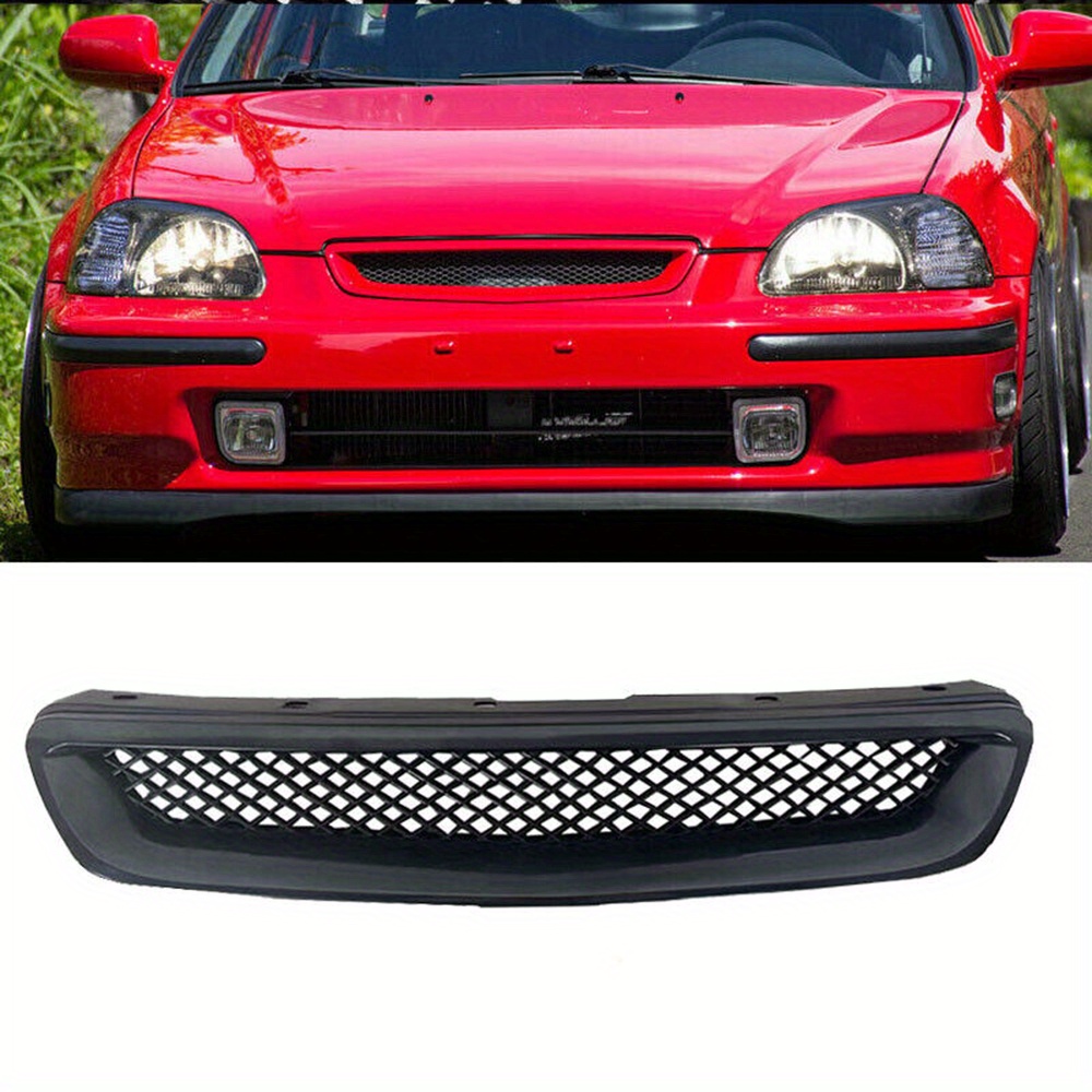 

1pc Black Plastic Front Bumper Grille For Honda Civic 96-98 - Universal Radiator Grill Guard