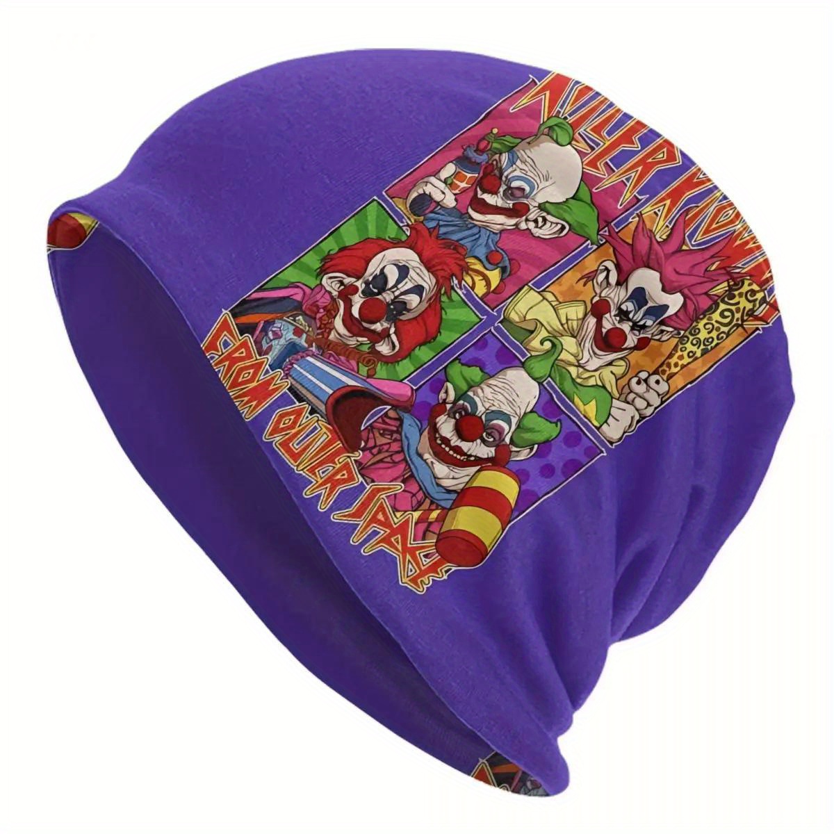 

Men's Cartoon Clown Beanie, Fashionable Knit Beanie Hat, Unisex Novelty Street Cap, Polyester & Spandex, No-brim Headwear For Casual Wear