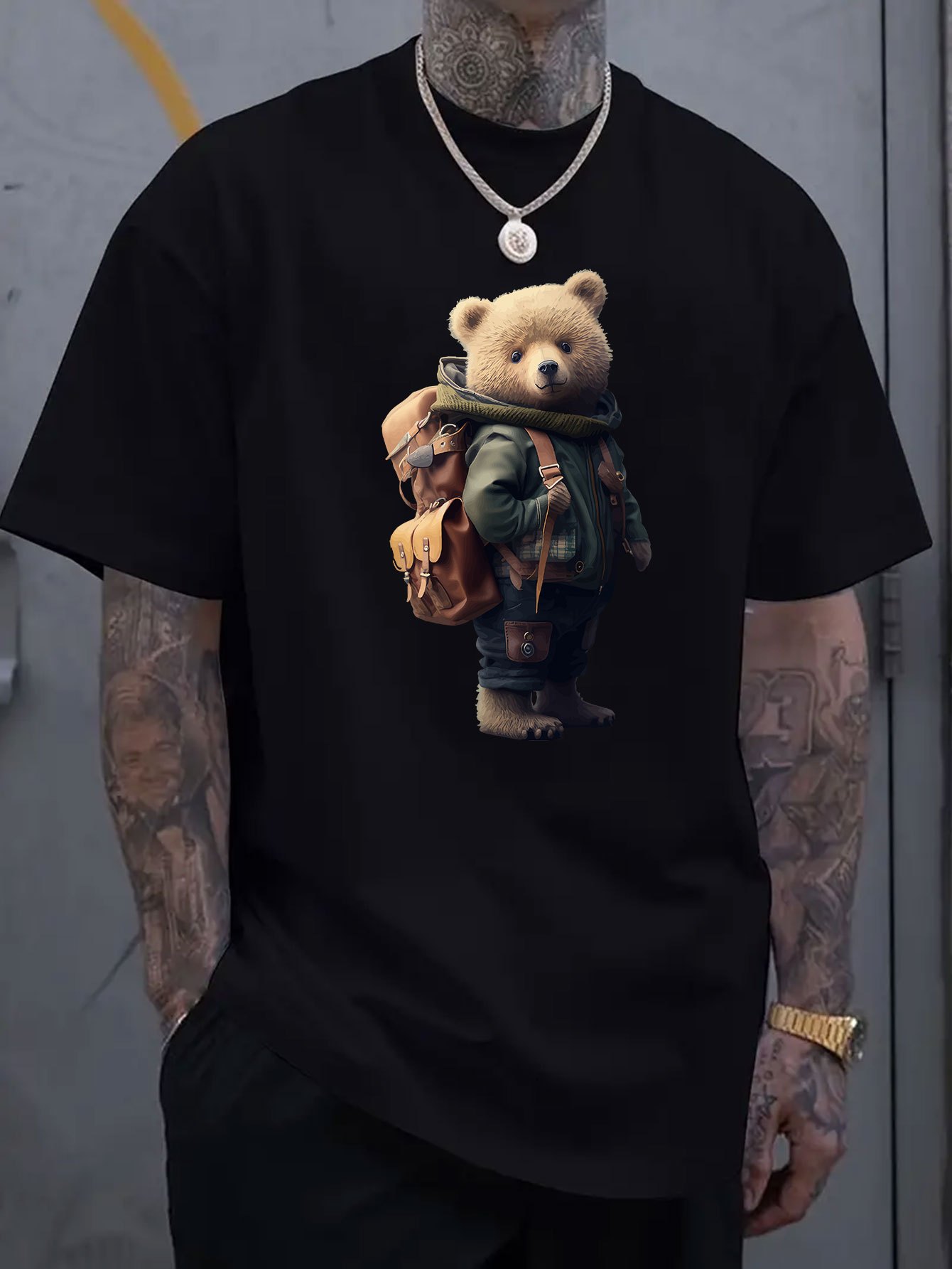 men teddy bear shirt sold on Temu United States