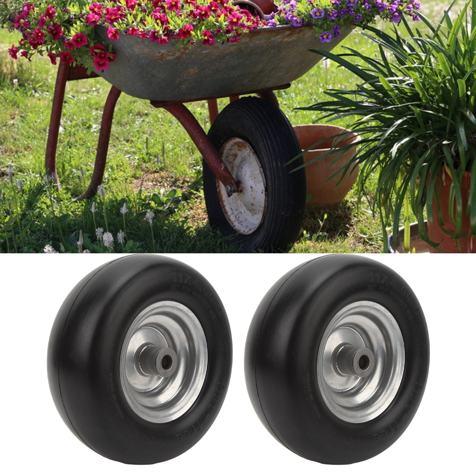 

2pcs 11x4. 00- 5" Lawn Mower Tire Inflation Free 11in Diameter 4in Width Accessory 0 Turn Lawn Mower Replacement Tires, Smooth Tread For Replacement- 150kg Bearing Capacity, Simple To Install, Durable