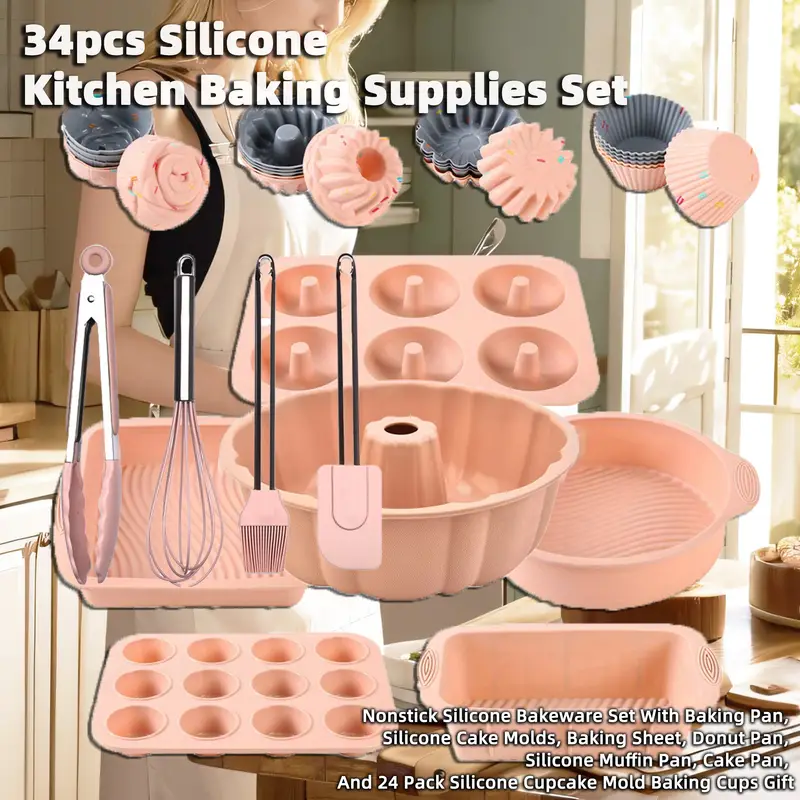 new kitchen baking supplies set non stick silicone baking Temu Oman