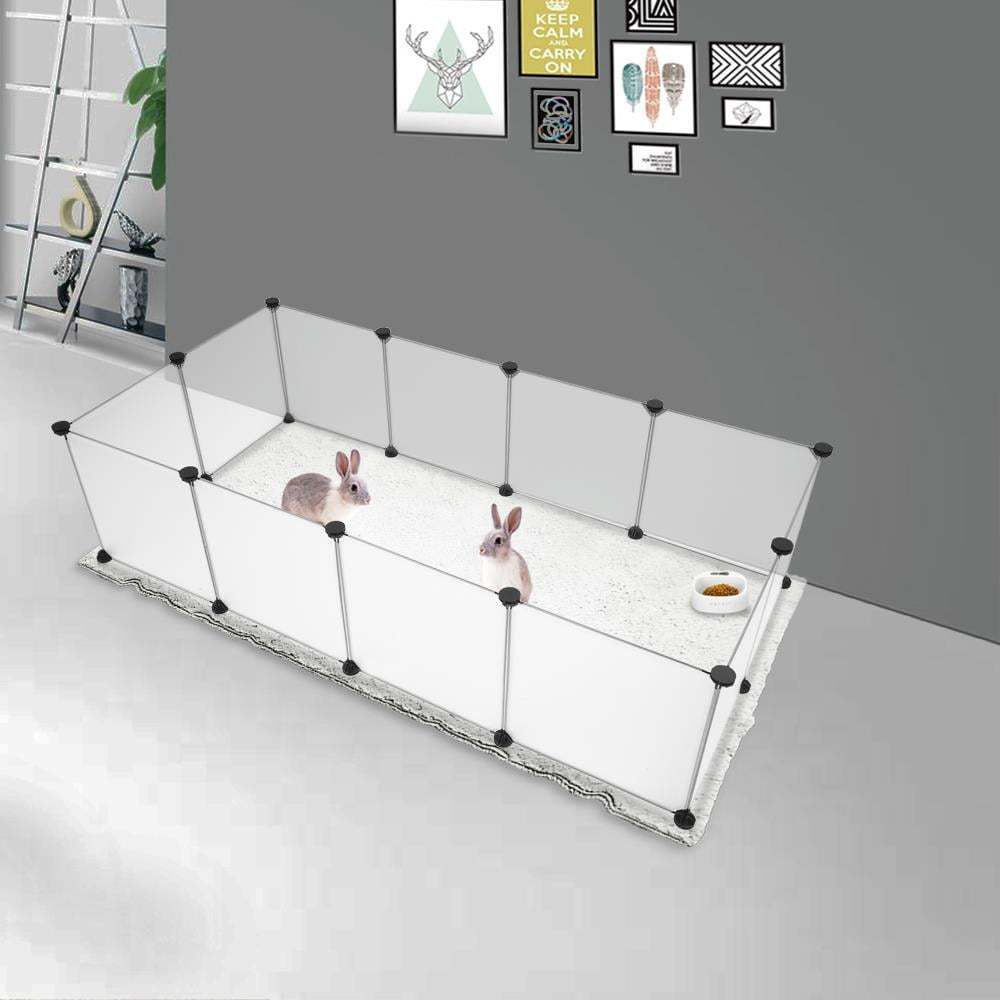 Image of 12 X Plastic Small Animal Fencing Indoor Modular Indoor Playpen For Guinea Pig, Rabbit, Hedgehog, Small Animals, White