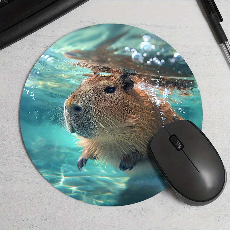 

1pc Funguinea Pig Waterproof Mouse Pad, Cartoon Design, Rubber Base, Non-slip, Thick Portable Desk Mat For Office Computer