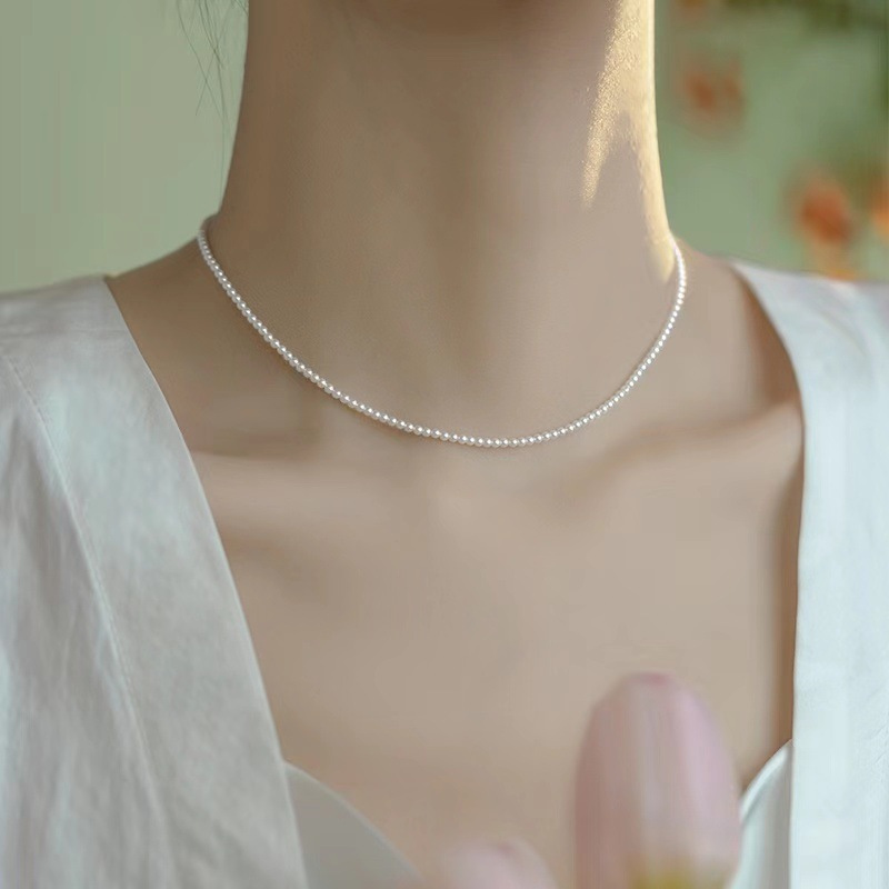 

Small Rice-shaped Beads Elegant Pearl Necklace High-grade Gold Necklace All- Jewelry Clavicle Chain