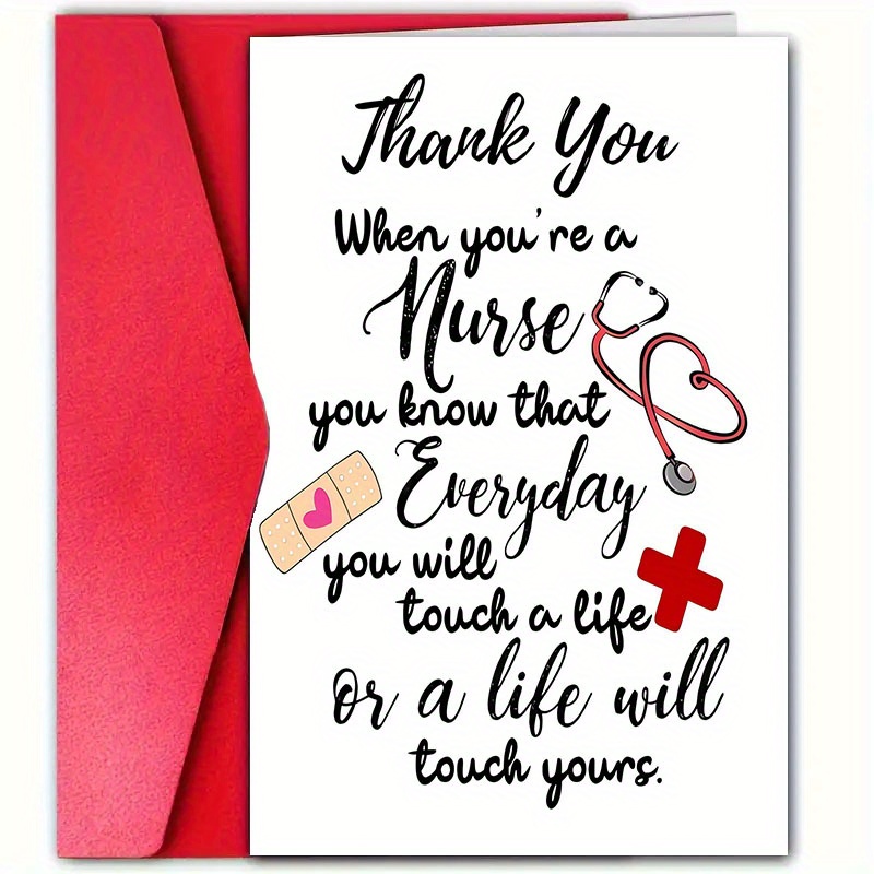 

1pc Nurse Appreciation Greeting Card With Envelope, Premium Paper Thank You Note For Workers, Versatile For Thanksgiving & Everyday Gratitude