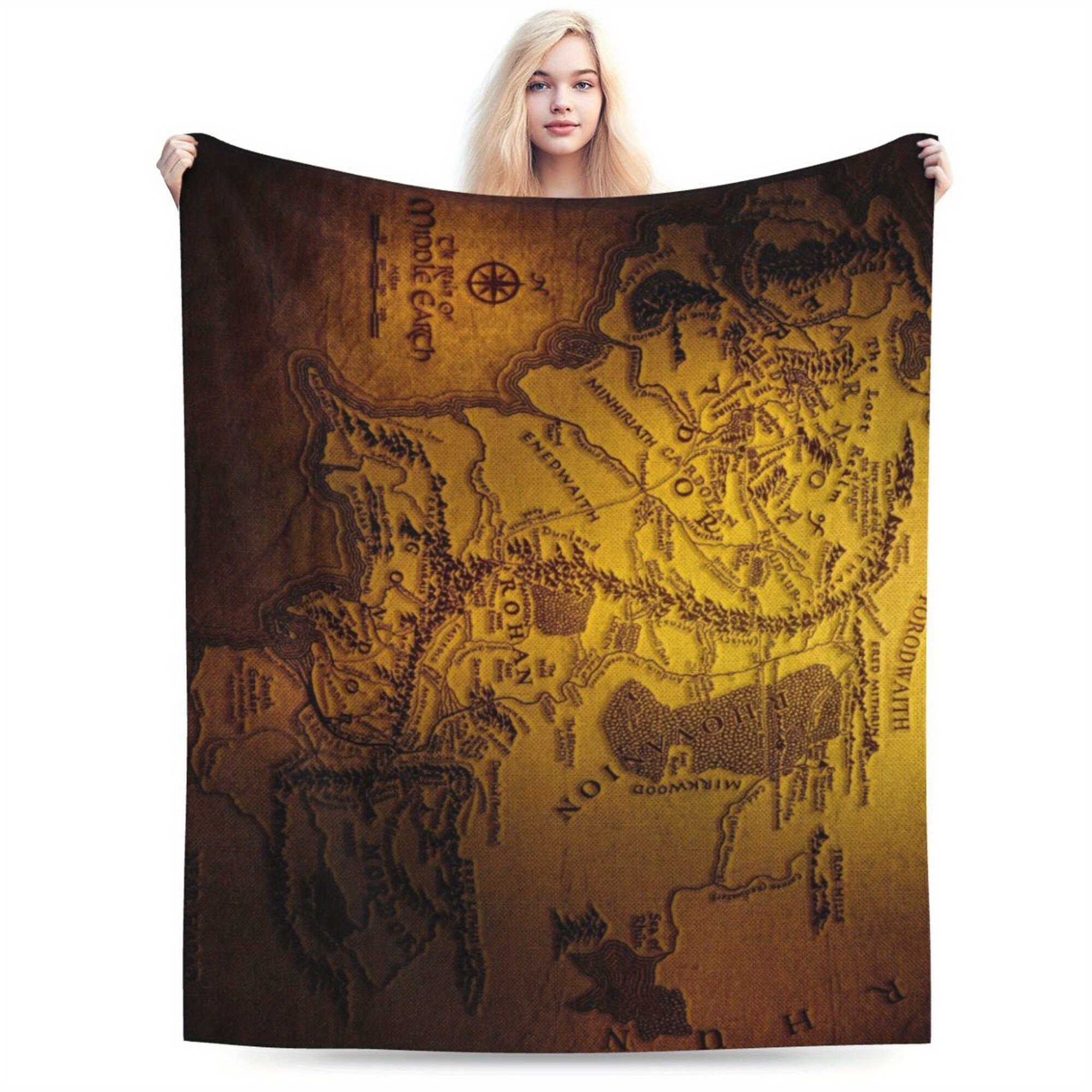 

Jit: Map - Of The Rings Printed Fleece Sofa Blanket, Soft And Comfortable For Travel, Nap, Office, Bed, , And More - All Seasons