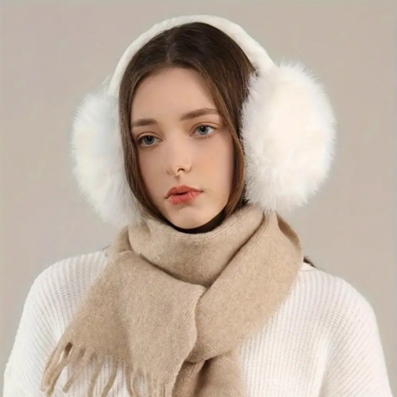 

Cozy & Stylish Women's Plush Earmuffs - , Warm, Foldable Design For Winter Comfort