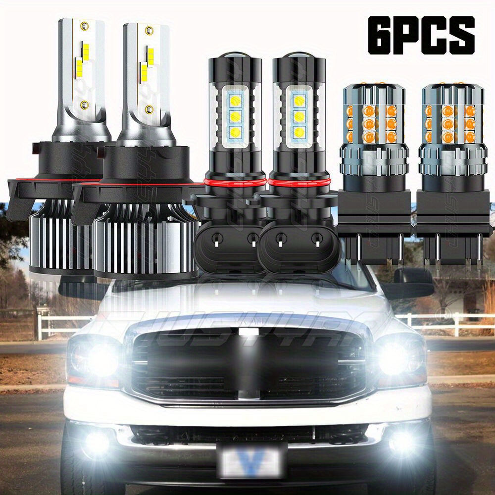 

Led Headlight Fog Light Bulbs 6500k 6pcs For Dodge Ram 1500 2500 3500 2006 2007 2008