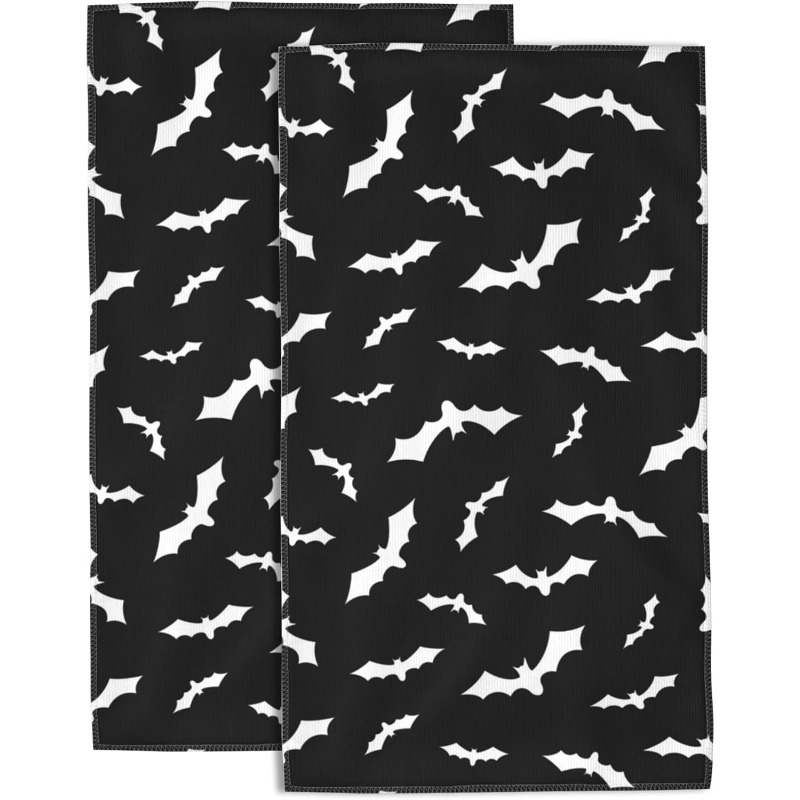 

2pcs Flying Bats Hand Towels - Absorbent & Quick-dry For Kitchen, Bathroom, Gym, Yoga - Decor, Machine Washable, Polyester, 18x26 Inches