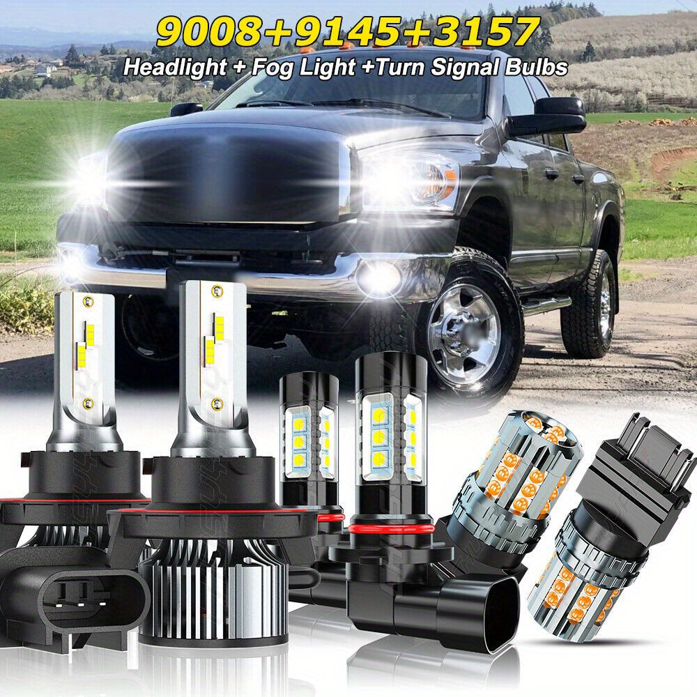 Hb3 Hb4 Led Headlight Bulbs CHUSYYRAY 6000K LED Headlight & Fog Light Kit  For Dodge Charger (2006-2009) – 6 Bulb Set Headlights Bulbs